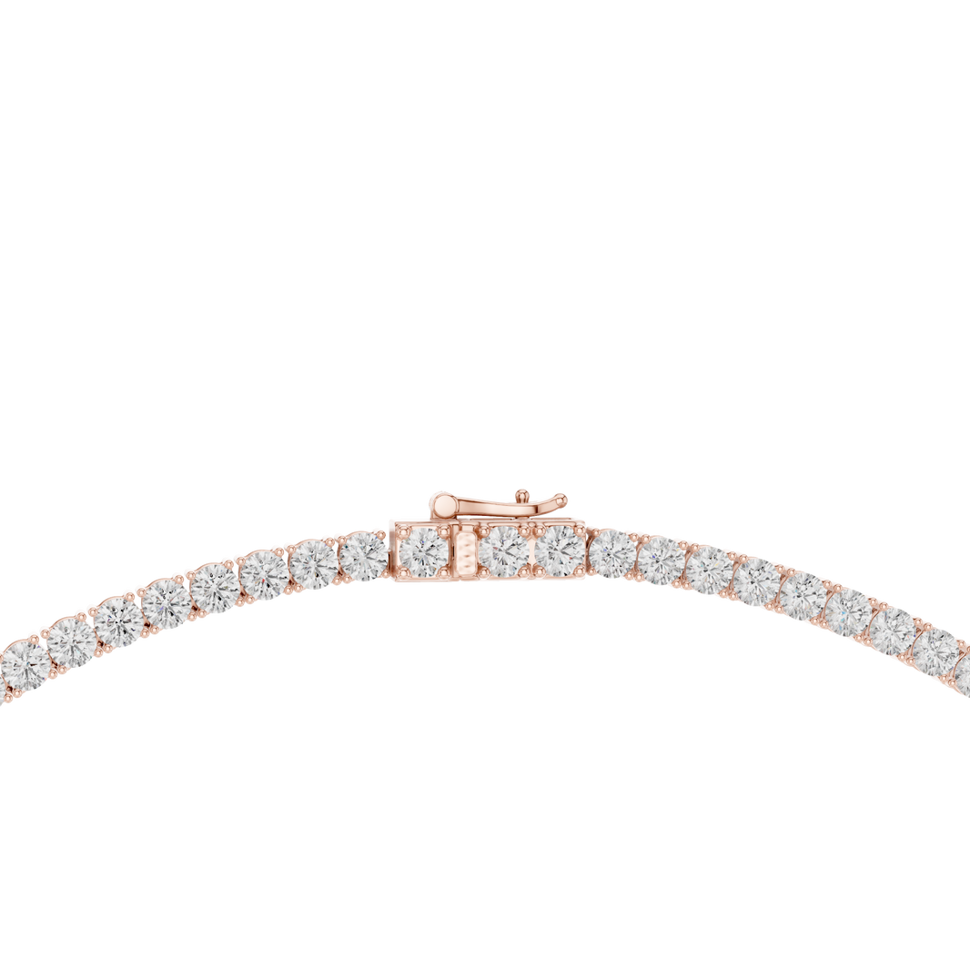 4mm Round Tennis Necklace in rose 925 sterling silver, view 4