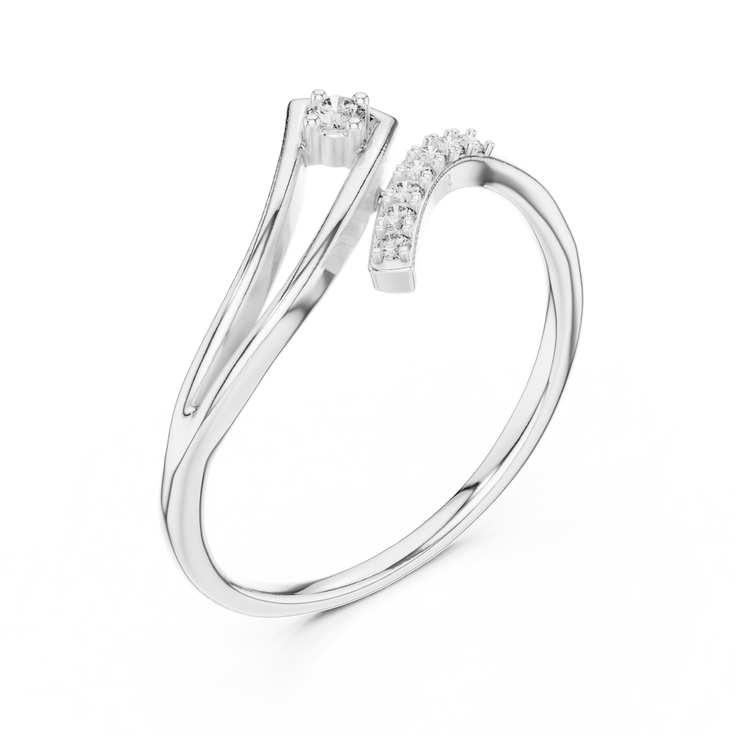 Angular Bypass Moissanite Ring in white 925 sterling silver, view 2