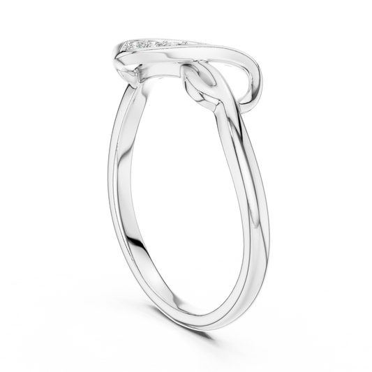 Pavé Infinity Twist Moissanite Ring in white 925 sterling silver, view 1