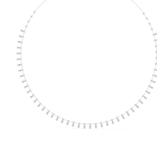 Pear Drop Fringe Necklace in white 925 sterling silver, view 2