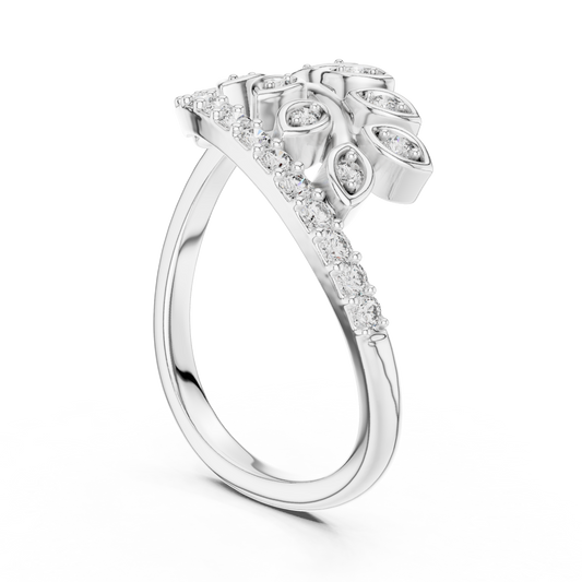 Pavé Leaf Vine Moissanite Ring in white 925 sterling silver, view 1