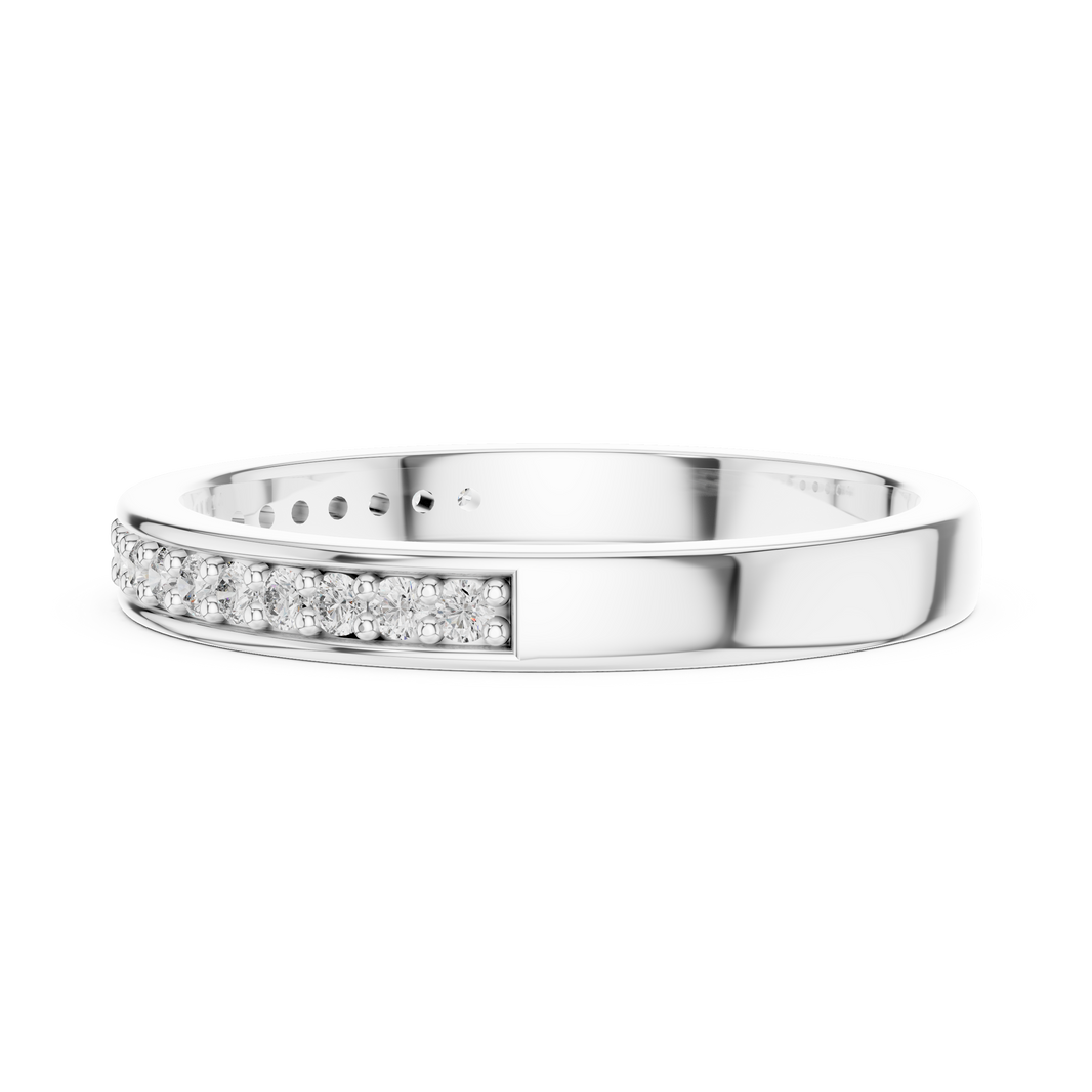 Pavé Moissanite Half Eternity Band in white 925 sterling silver, view 3