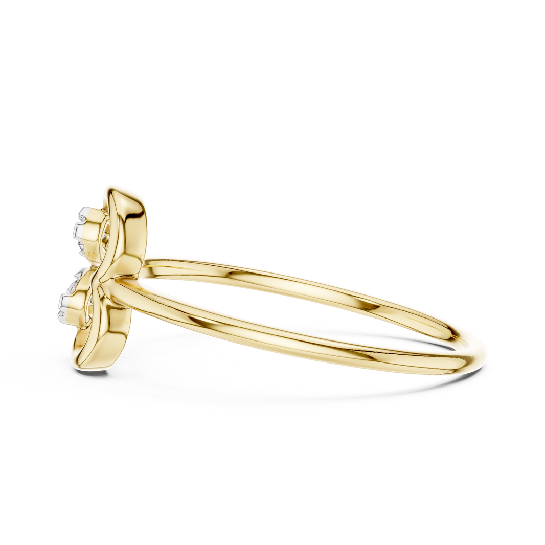 Sideways Heart Cluster Moissanite Ring in yellow 925 sterling silver, view 3