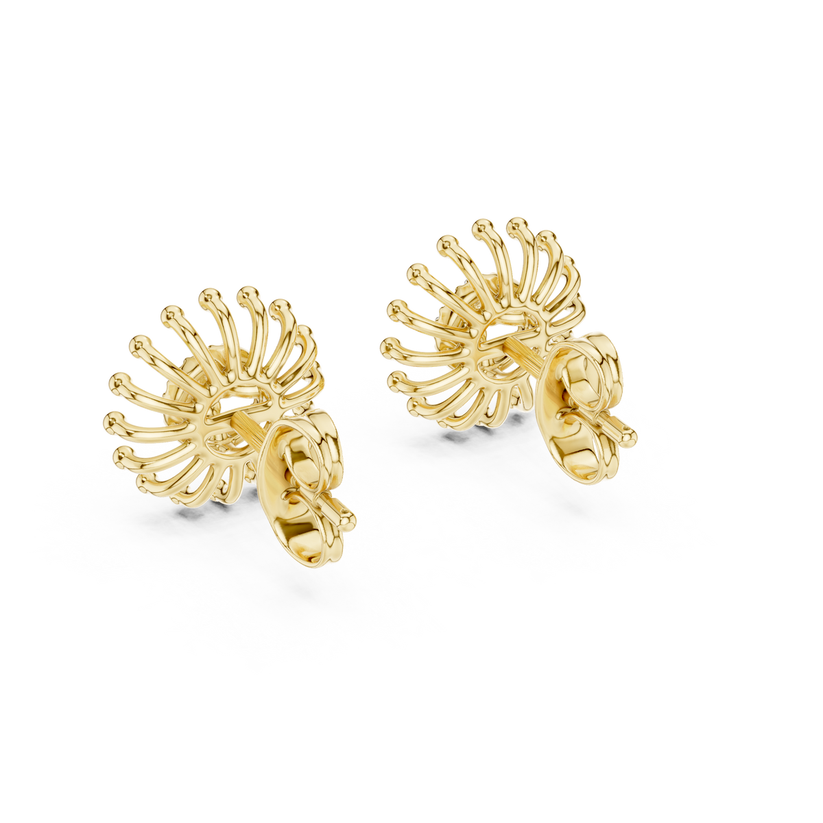 Moissanite Starburst Stud Earrings in yellow 925 sterling silver, view 3