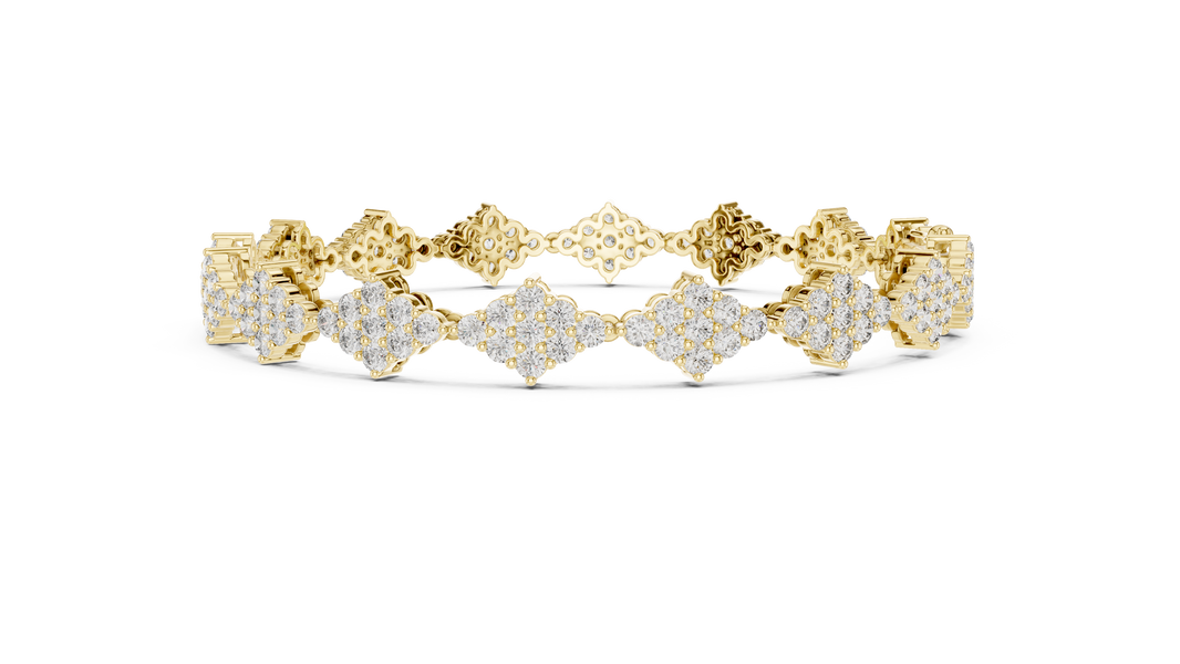 Diamond Shape Cluster Moissanite Bracelet in yellow 925 sterling silver, view 4