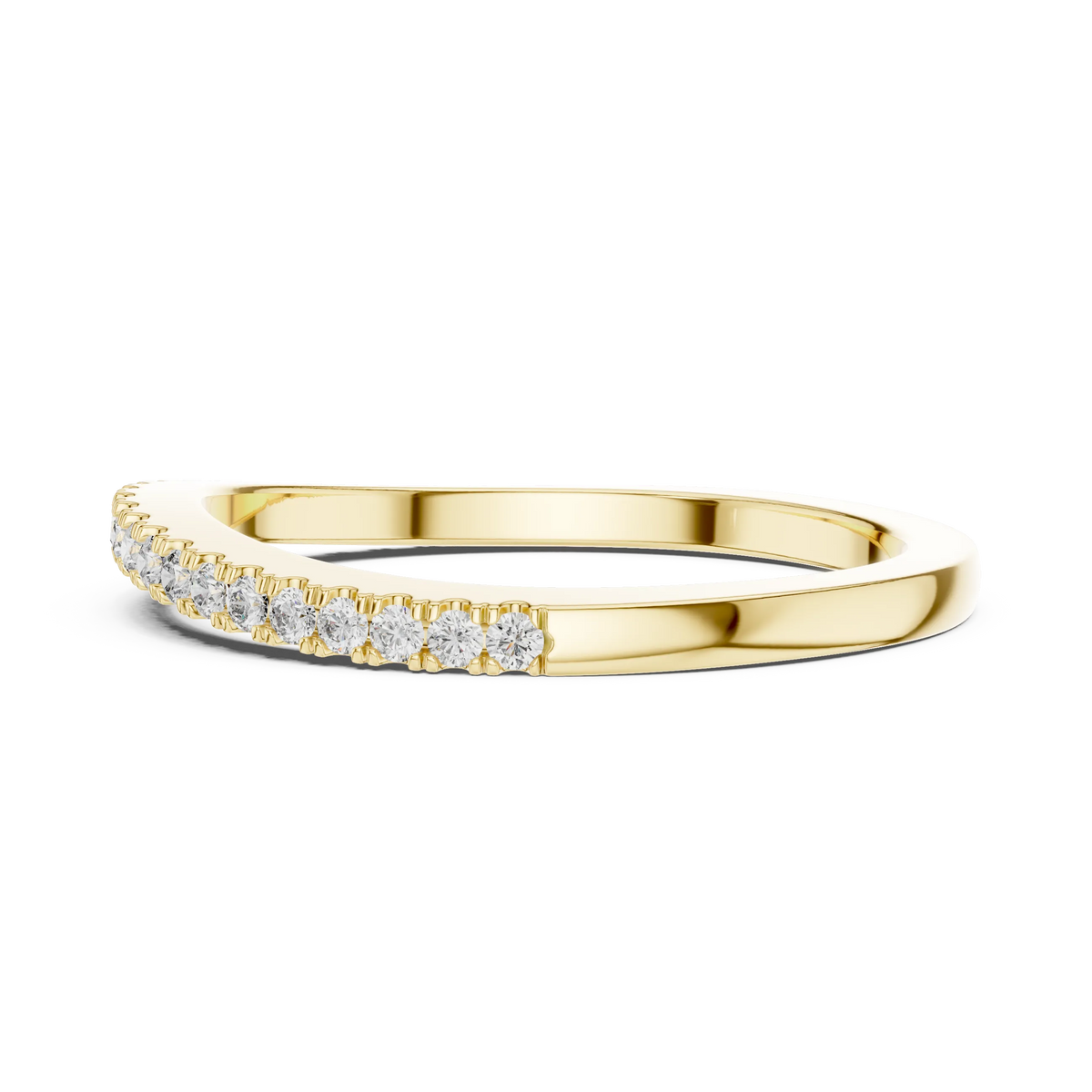 Round Moissanite Pavé Half Eternity Band in yellow 925 sterling silver, view 3