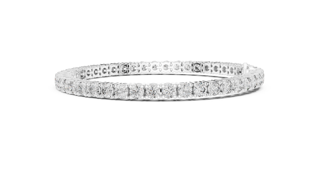 3.5 mm Round Moissanite Tennis Bracelet in white 925 sterling silver, view 4