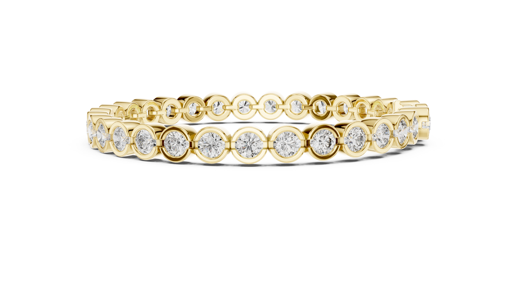 Bezel Set Round Moissanite Tennis Bracelet in yellow 925 sterling silver, view 4