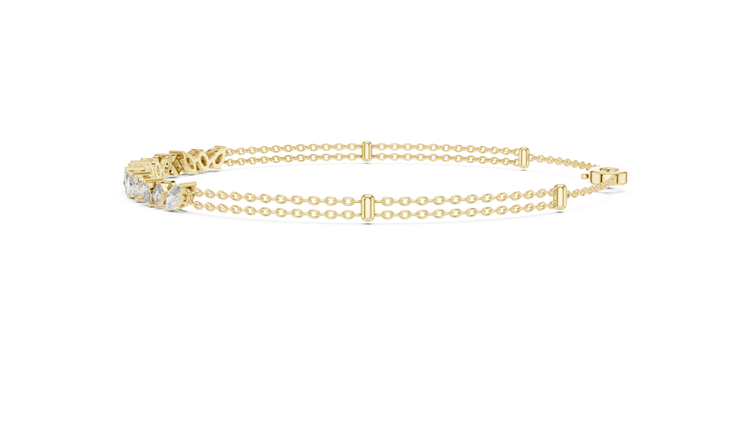 Mixed Shape Moissanite Station Chain Bracelet in yellow 925 sterling silver, view 4