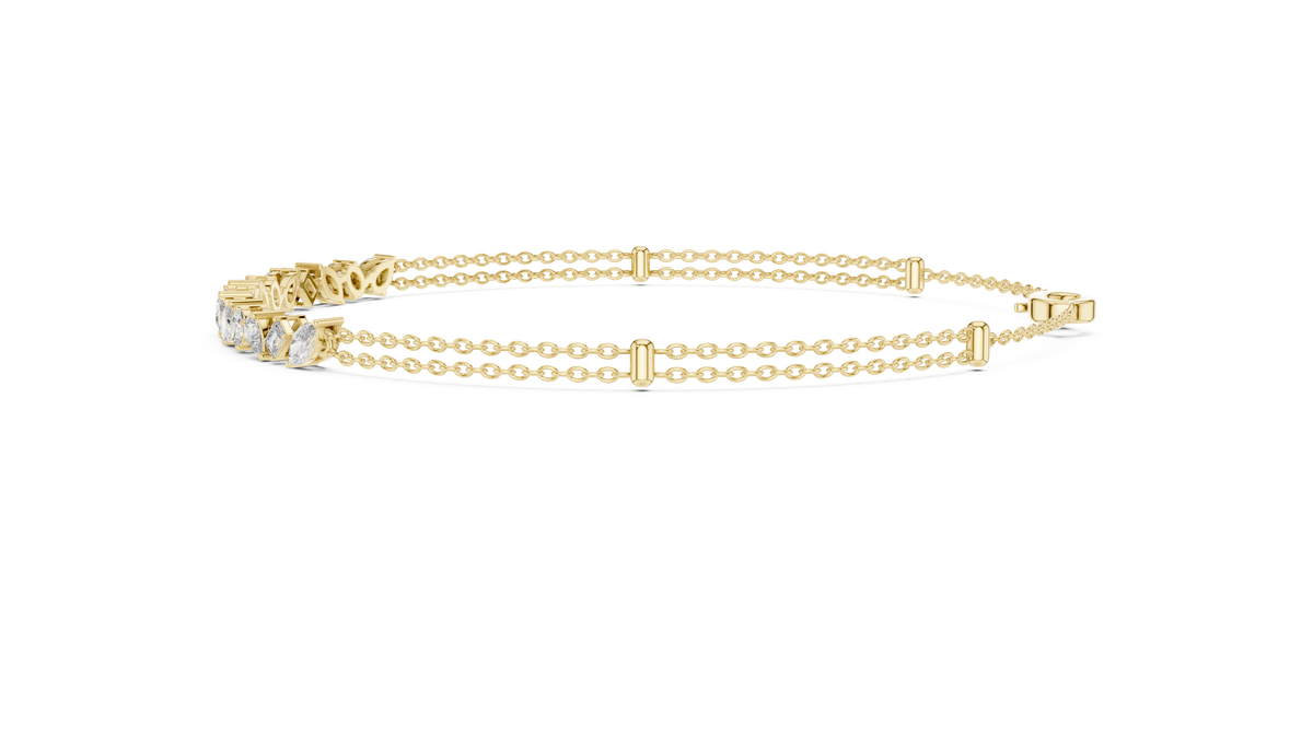 Mixed Shape Moissanite Station Chain Bracelet in yellow 925 sterling silver, view 4
