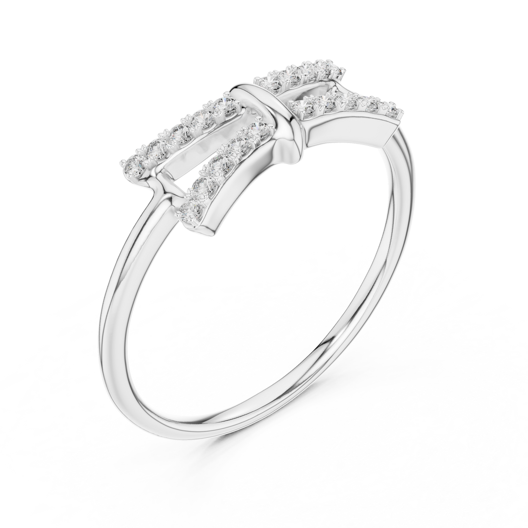 Double Bar Pavé Moissanite Ring in white 925 sterling silver, view 2