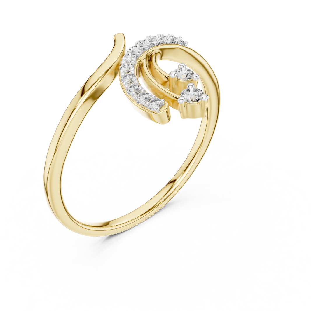 Shooting Star Spray Moissanite Ring in yellow 925 sterling silver, view 2