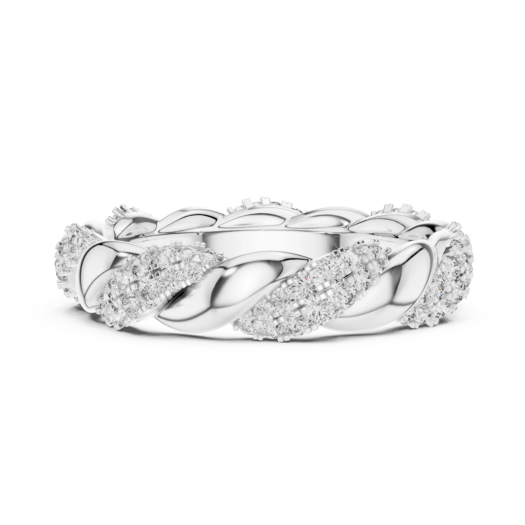 Twisted Rope Pavé Moissanite Eternity Band in white 925 sterling silver, view 3