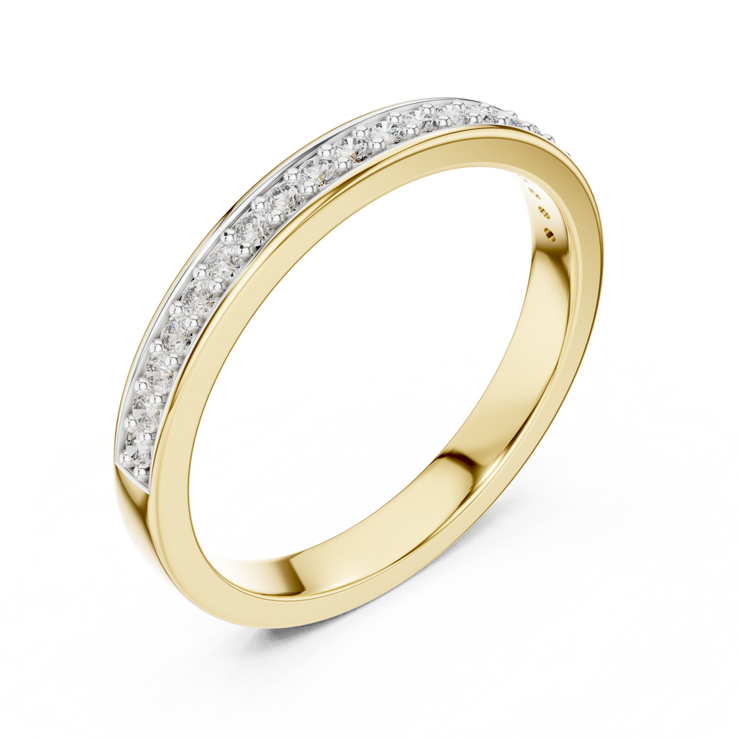 Pavé Moissanite Half Eternity Band in yellow 925 sterling silver, view 2