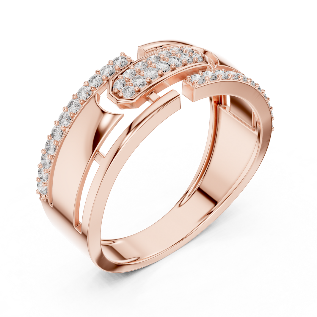 Openwork Multi-Row Pavé Moissanite Band in rose 925 sterling silver, view 2