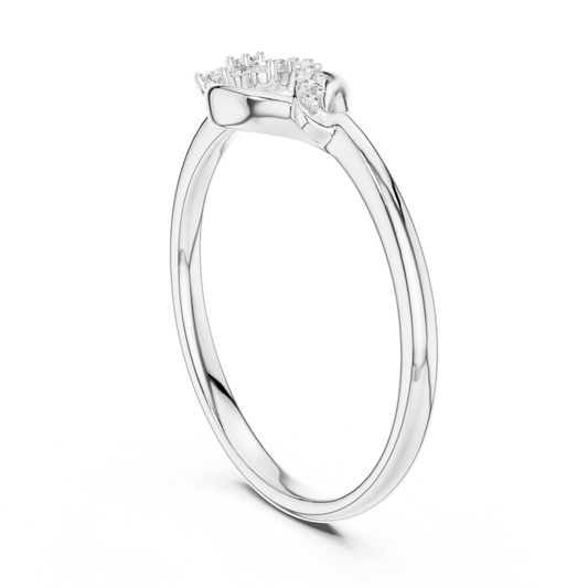 Flower Cluster Teardrop Bypass Moissanite Ring in white 925 sterling silver, view 1