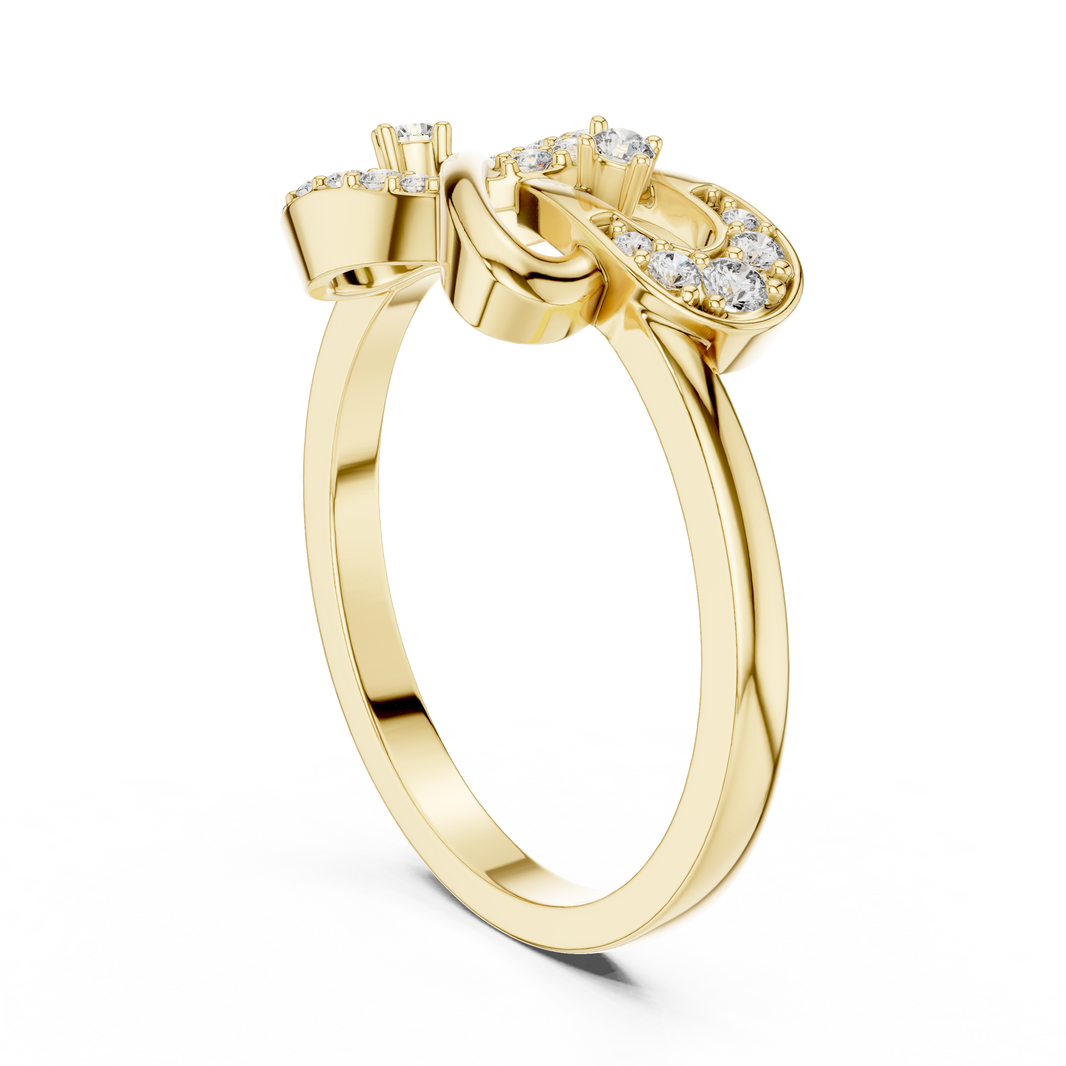 Infinity Loop Moissanite Ring with Collet Accents in yellow 925 sterling silver, view 1