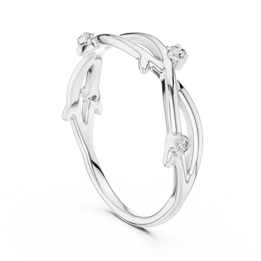 Twig Vine Moissanite Ring in white 925 sterling silver, view 1