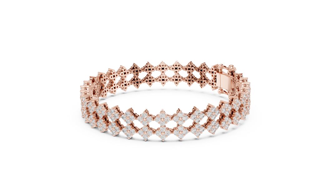 Cross Cluster Moissanite Tennis Bracelet in rose 925 sterling silver, view 2