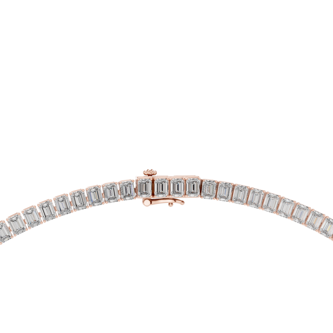 Emerald Cut Tennis Necklace in rose 925 sterling silver, view 4