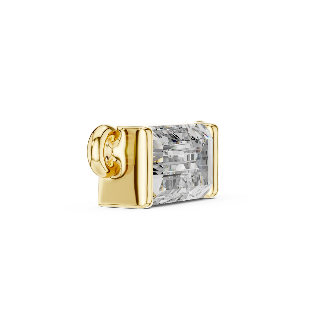 East-West Baguette Moissanite Bar Pendant in yellow 925 sterling silver, view 3