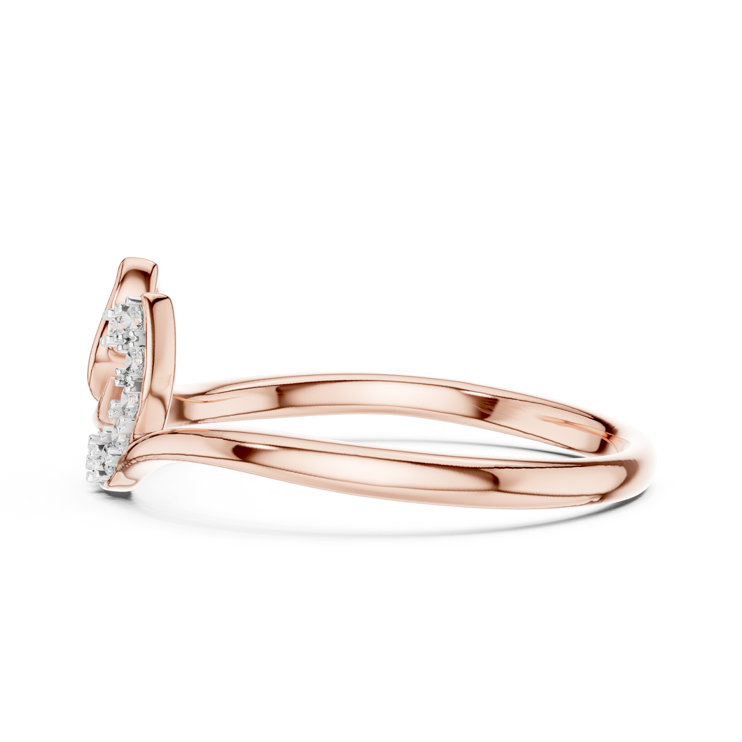 Open Leaf and Crescent Moissanite Ring in rose 925 sterling silver, view 3