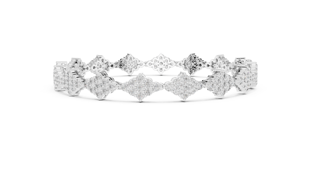 Diamond Shape Cluster Moissanite Bracelet in white 925 sterling silver, view 4