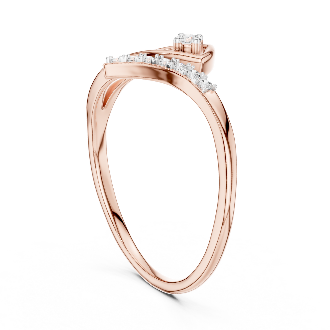Angular Bypass Moissanite Ring in rose 925 sterling silver, view 1
