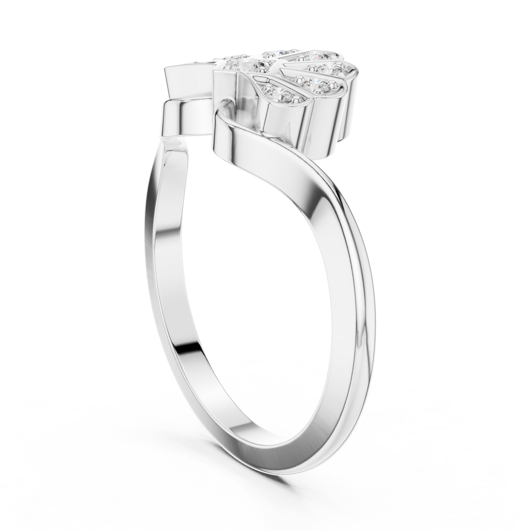 Art Deco Scalloped Fan Moissanite Cluster Ring in white 925 sterling silver, view 1