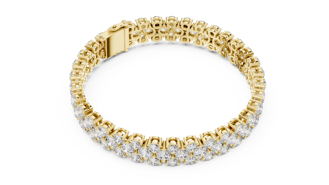 Round Cluster Moissanite Statement Bracelet in yellow 925 sterling silver, view 3