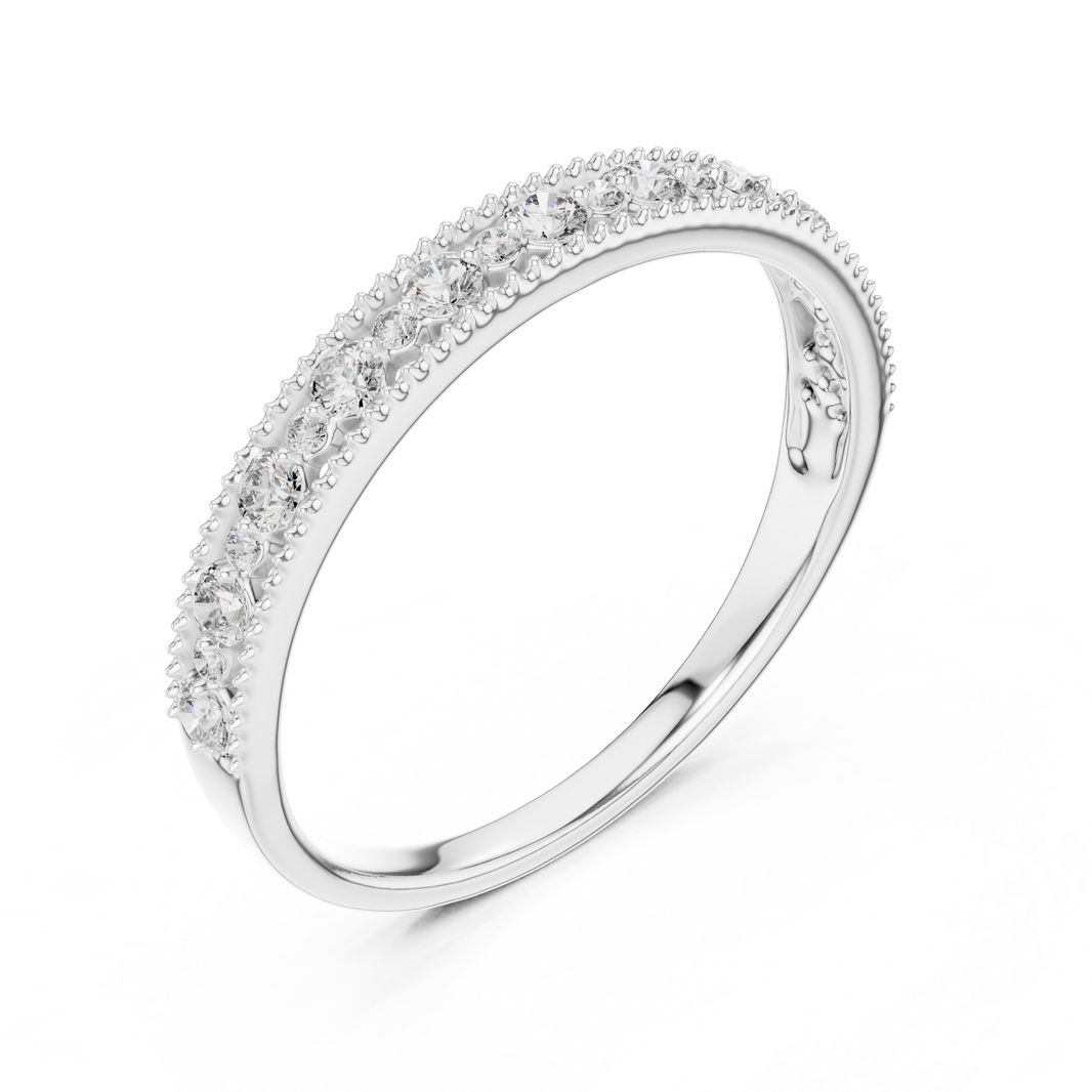 Vintage Milgrain Moissanite Half Eternity Band in white 925 sterling silver, view 2
