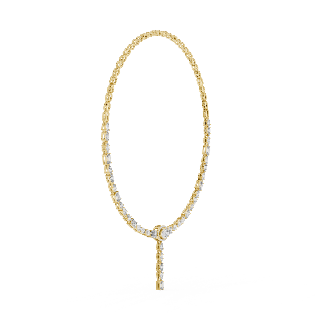 Mixed Shape Lariat Necklace in yellow 925 sterling silver, view 3