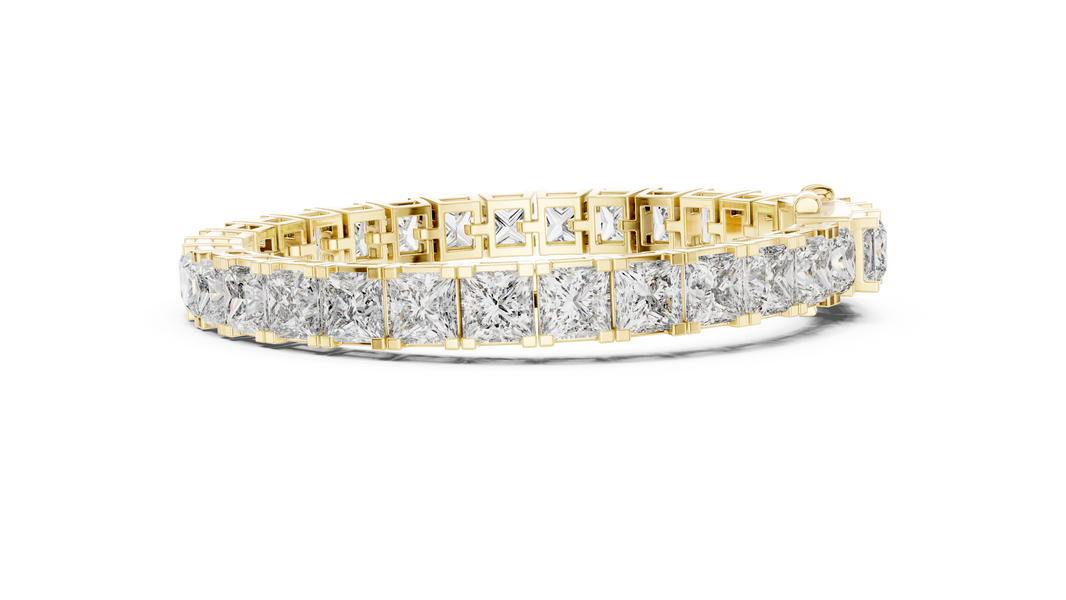 Princess Cut Moissanite Tennis Bracelet in yellow 925 sterling silver, view 4