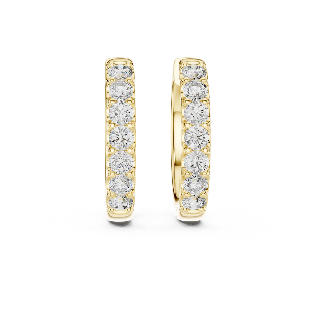 Moissanite huggie hoop earrings in yellow 925 sterling silver, view 4