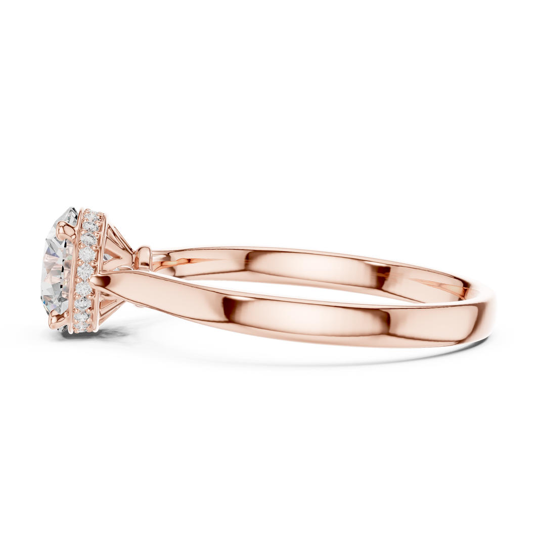 Round Hidden Halo Moissanite Solitaire Ring in rose 925 sterling silver, view 3