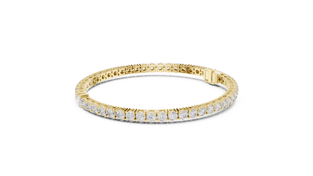 Pear Centre Round Moissanite Tennis Bracelet in yellow 925 sterling silver, view 2