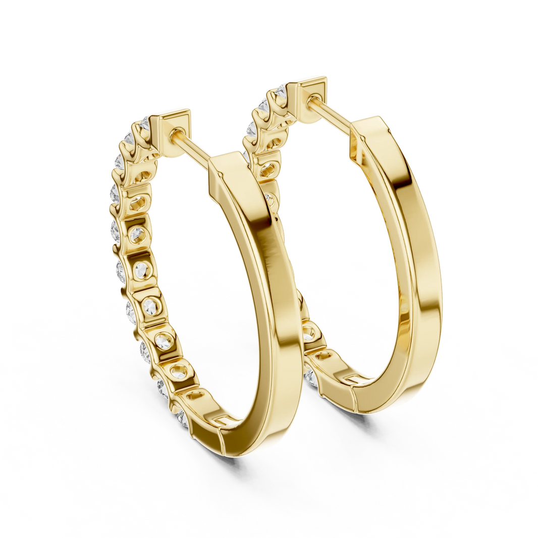 Moissanite bar set hoop earrings in yellow 925 sterling silver, view 3