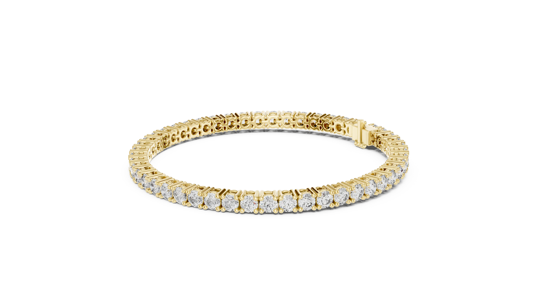 Round Four Prong Moissanite Tennis Bracelet in yellow 925 sterling silver, view 2