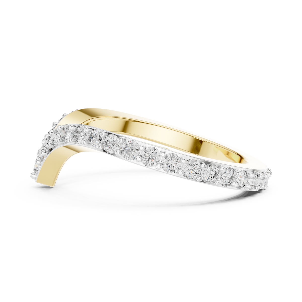 Pavé Chevron Moissanite Ring in yellow 925 sterling silver, view 3