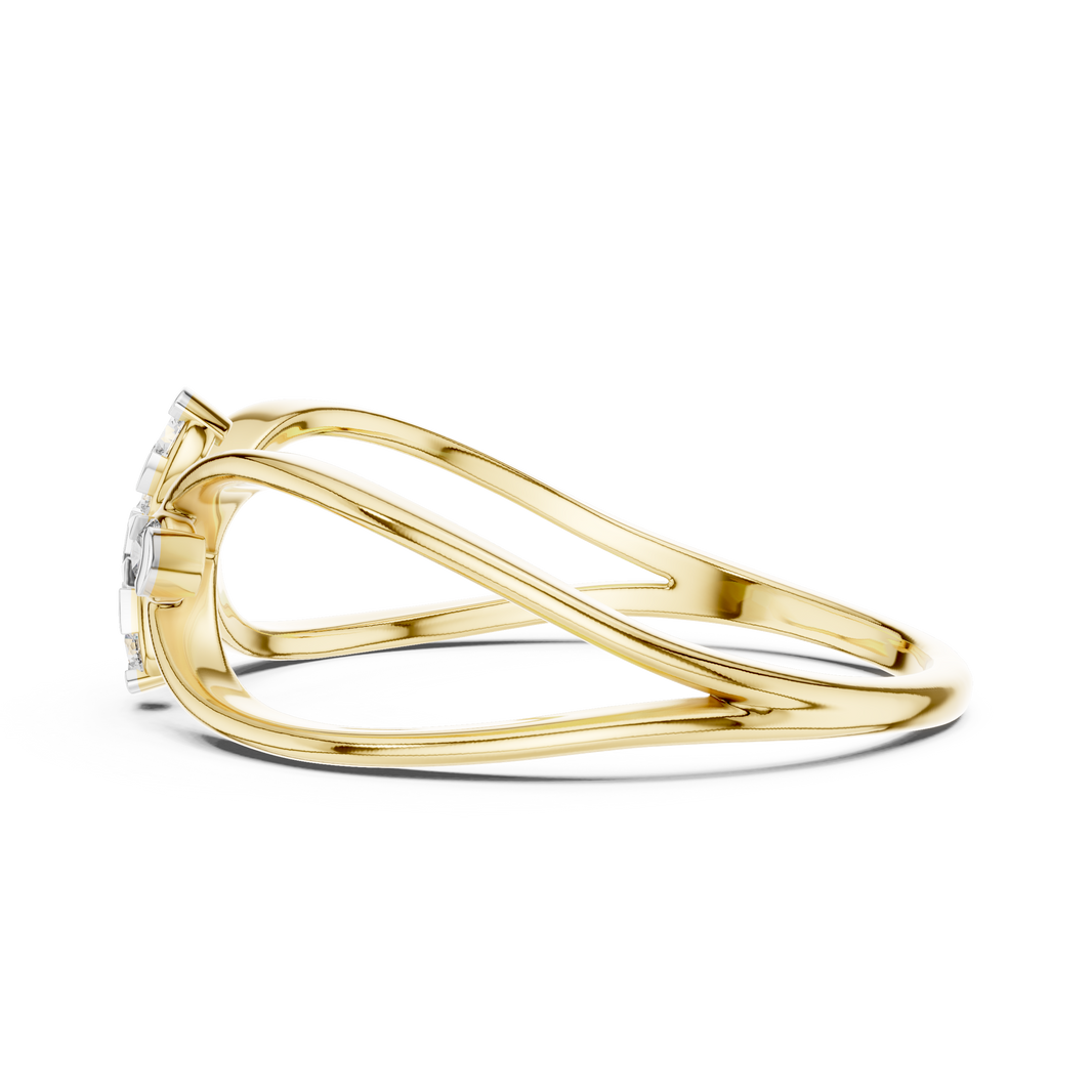Infinity Flower Moissanite Ring in yellow 925 sterling silver, view 3