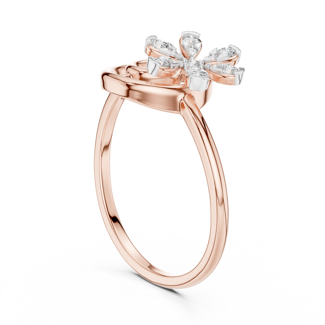 Spiral Flower Moissanite Ring in rose 925 sterling silver, view 1