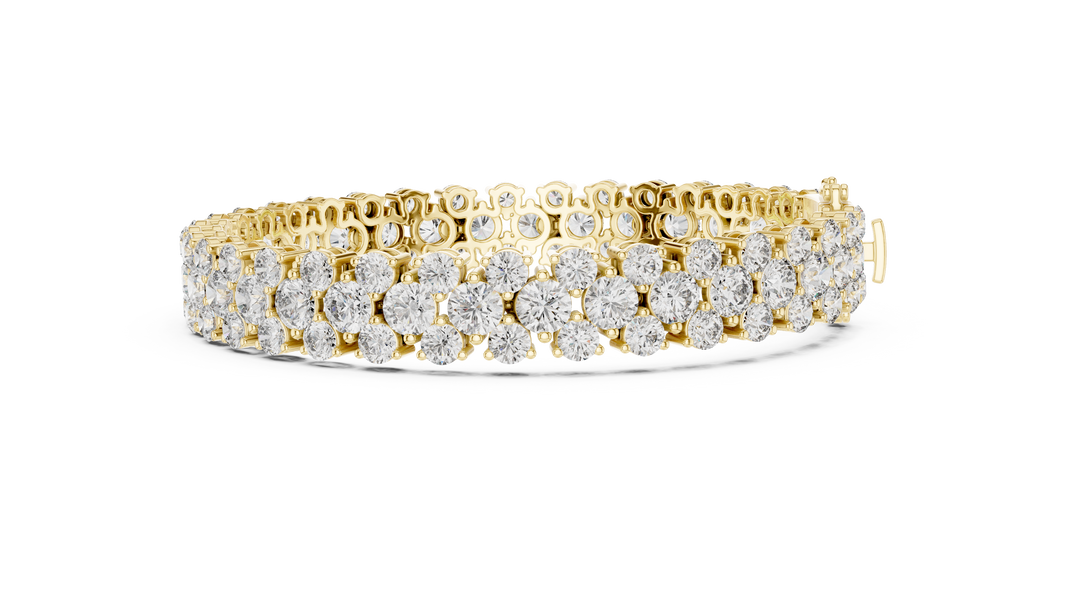 Round Cluster Moissanite Statement Bracelet in yellow 925 sterling silver, view 4