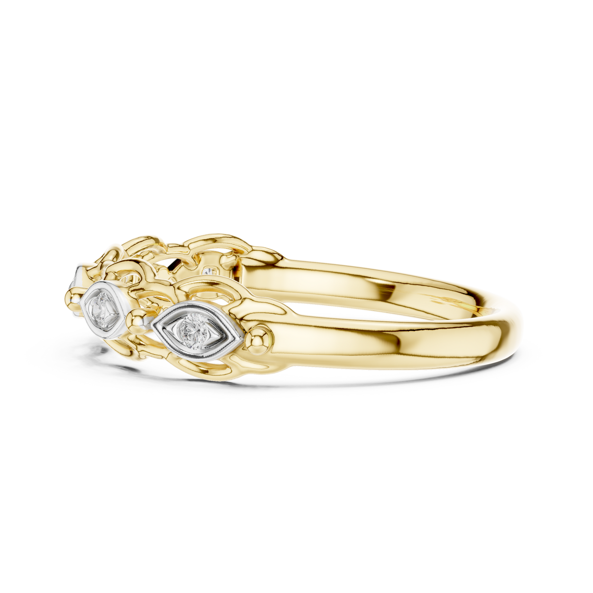 Linked Eye Moissanite Band in yellow 925 sterling silver, view 3