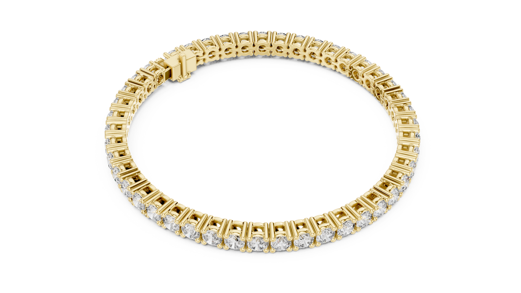 3.5 mm Round Moissanite Tennis Bracelet in yellow 925 sterling silver, view 3