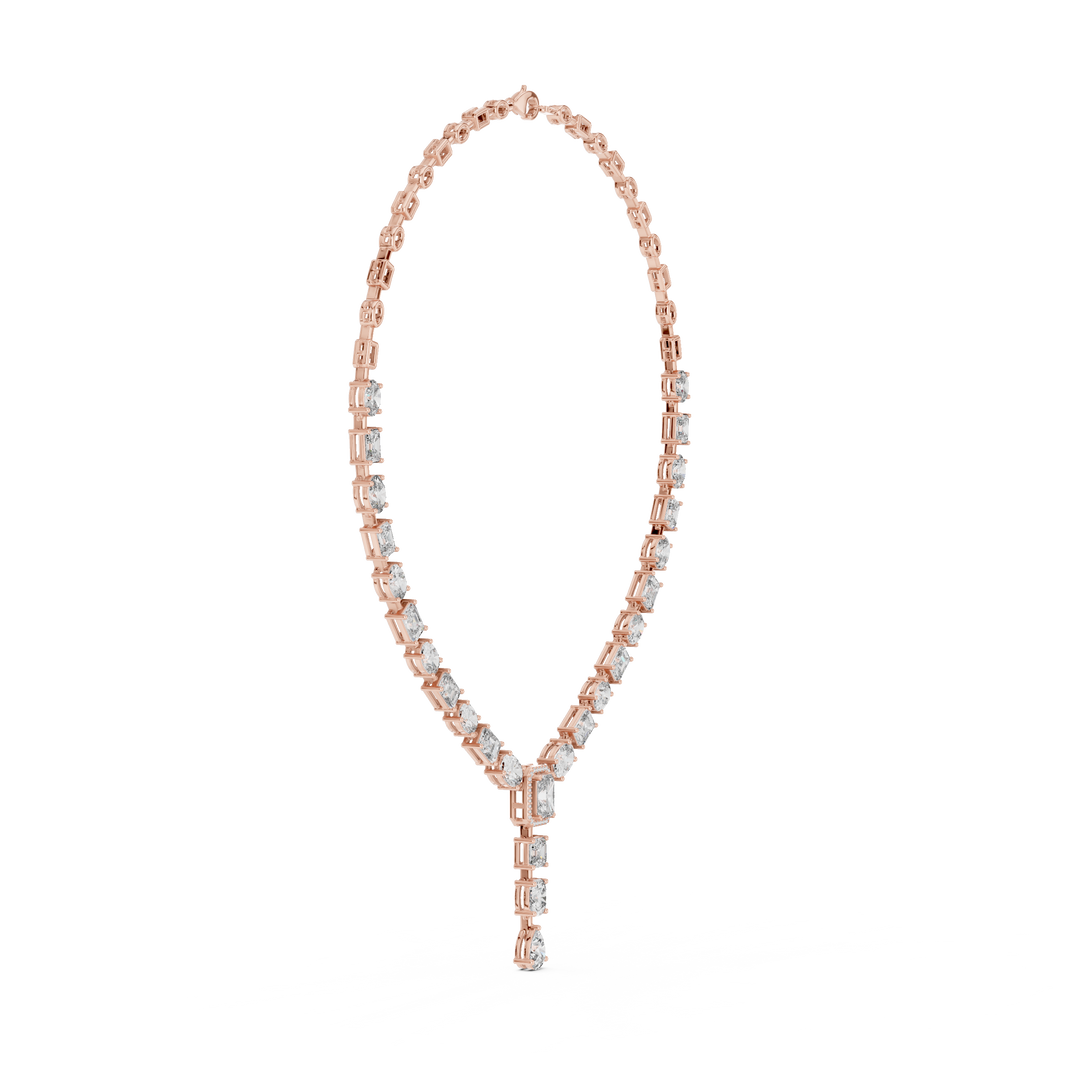 Mixed Shape Y Drop Necklace in rose 925 sterling silver, view 3