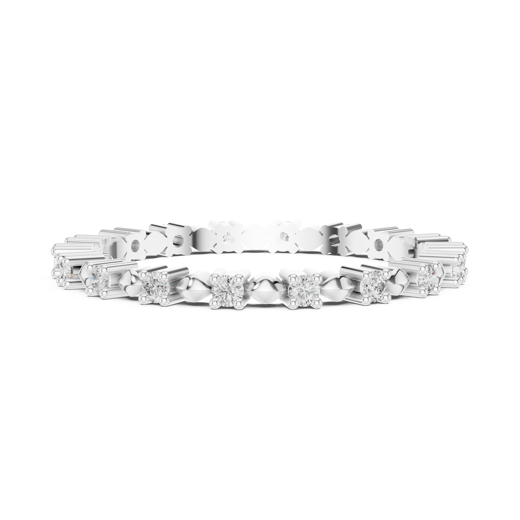 Station Moissanite Eternity Band in white 925 sterling silver, view 3