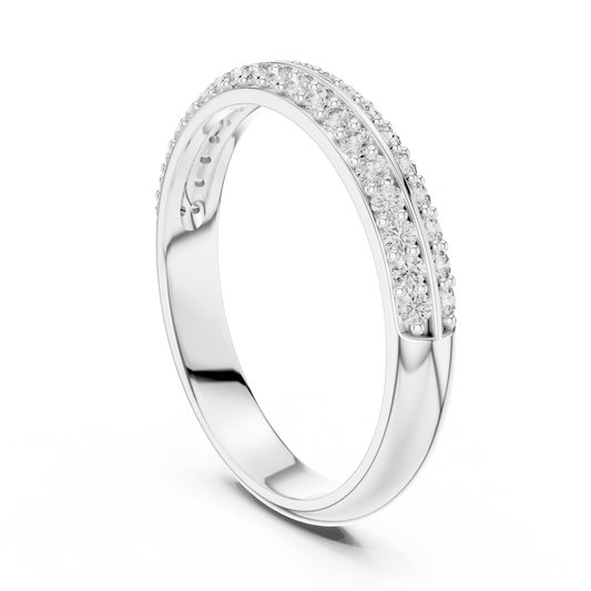 Double Row Pavé Moissanite Half Eternity Band in white 925 sterling silver, view 1