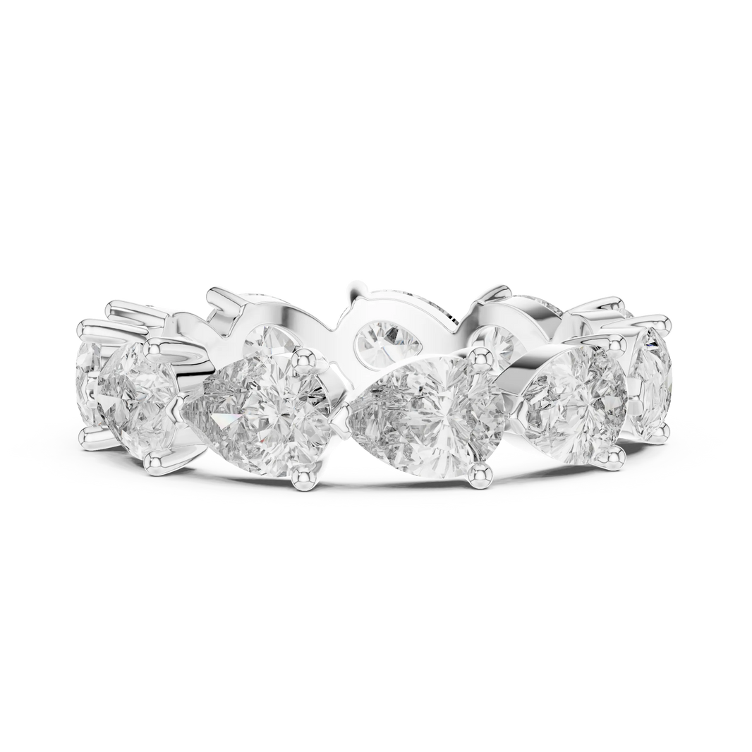 Pear Moissanite Eternity Band in white 925 sterling silver, view 3