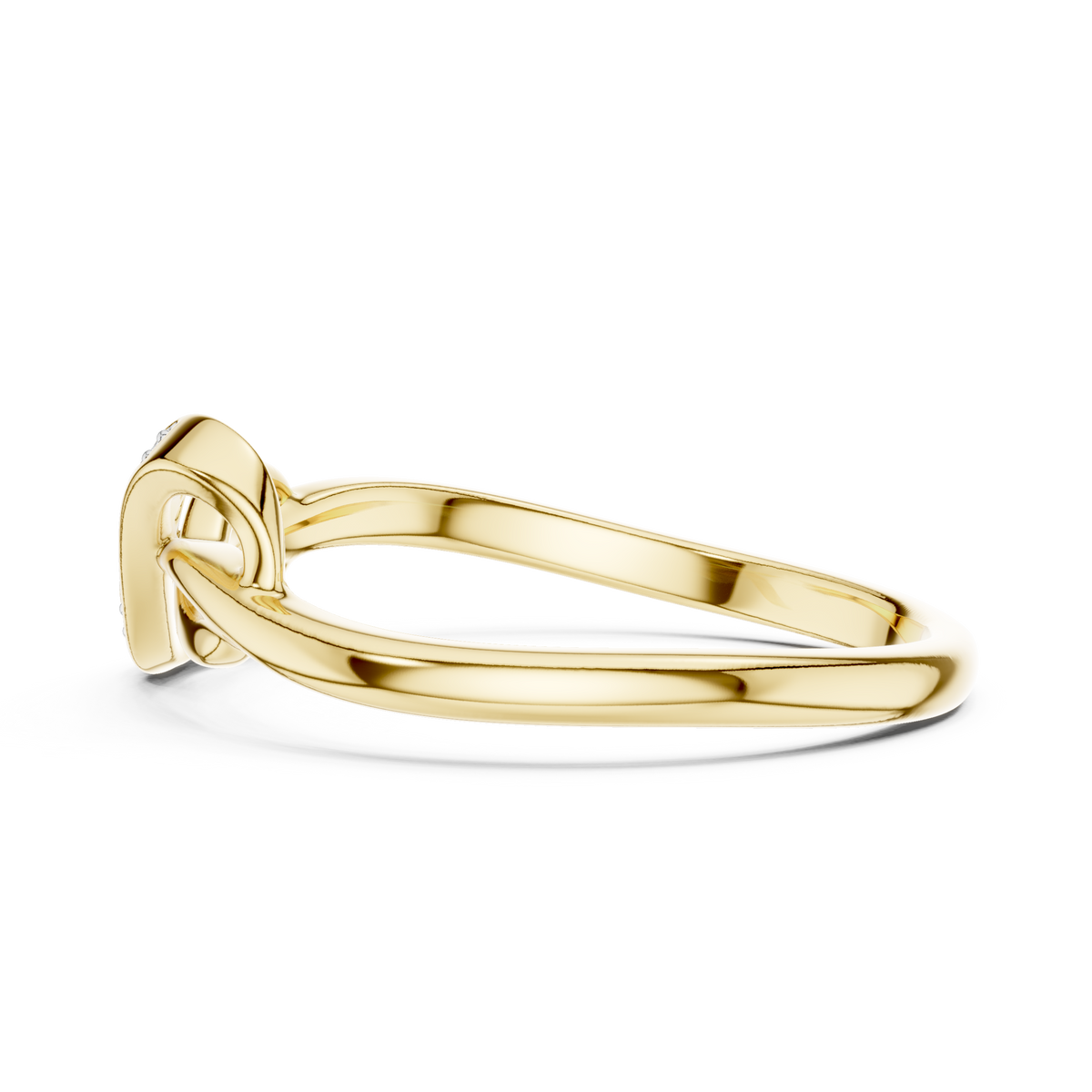 Pavé Infinity Twist Moissanite Ring in yellow 925 sterling silver, view 3