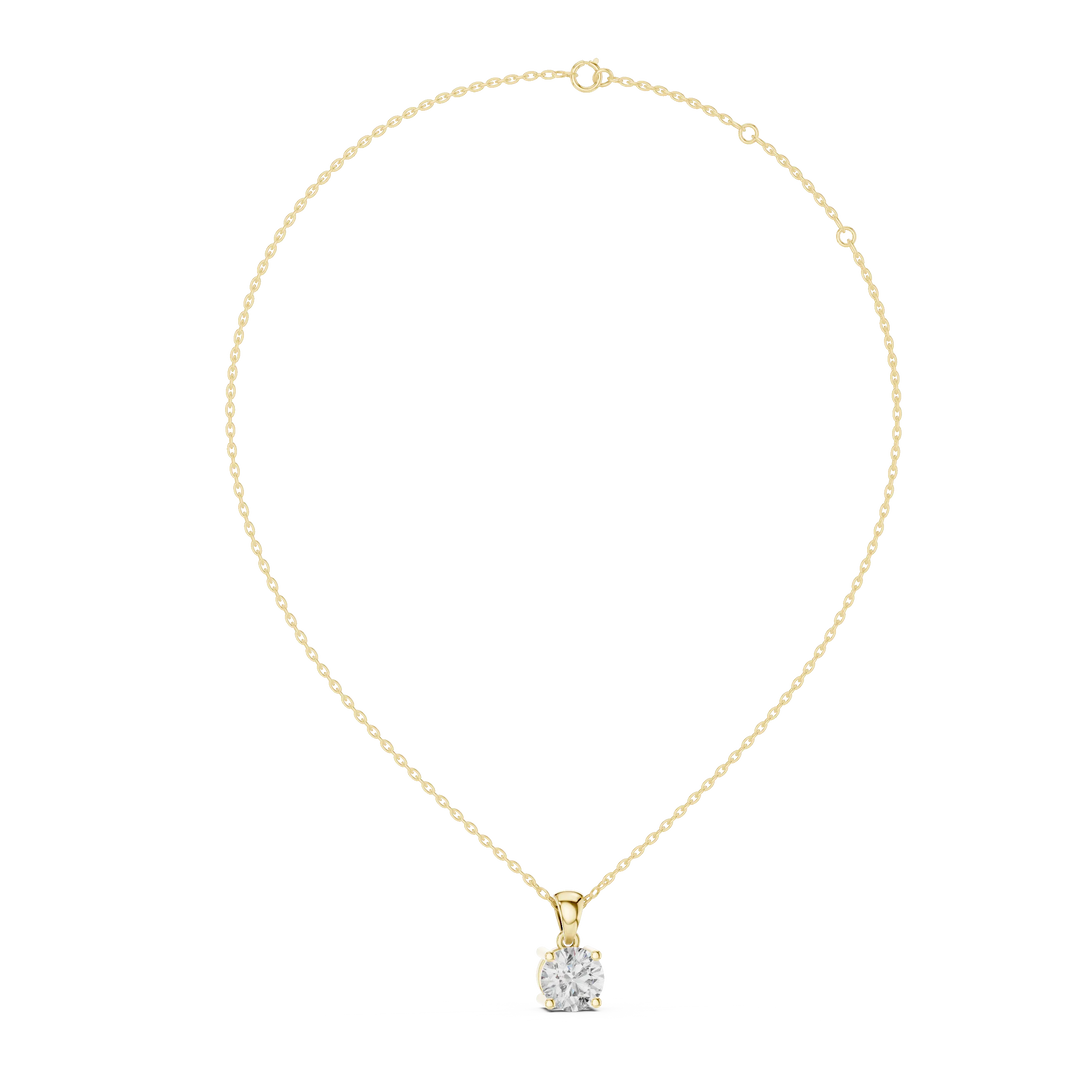 Round Solitaire Moissanite Pendant in yellow 925 sterling silver, view 1